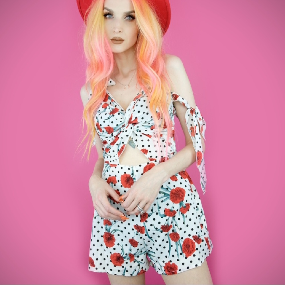 Floral Polkadot Playsuit